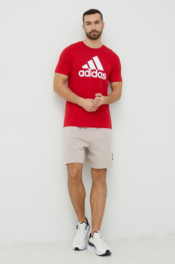 adidas t-shirt bawełniany Essentials IC9352 czerwony AW24