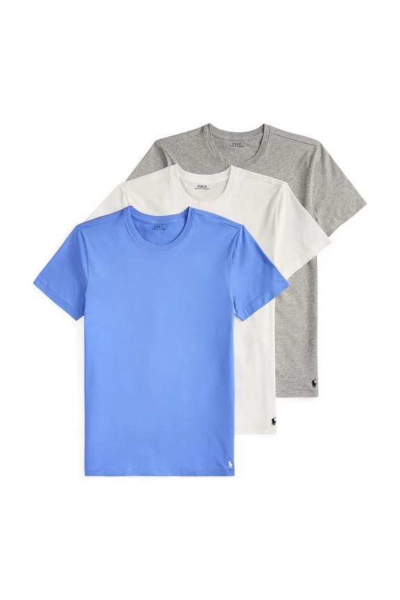 Polo Ralph Lauren basic t-shirt ανδρικό βαμβακερό 3-pack κανονικό μπλε 714830304
