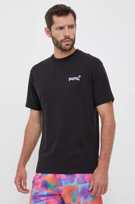 Βαμβακερό μπλουζάκι Puma X 8ENJAMIN βαμβάκι μαύρο 539821