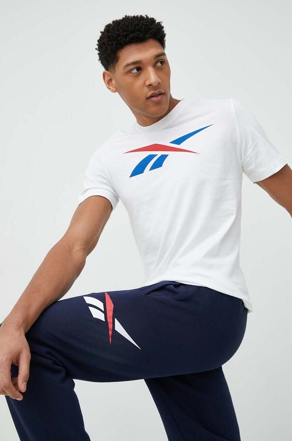 Βαμβακερό μπλουζάκι Reebok βαμβάκι λευκό HS4899.100065058