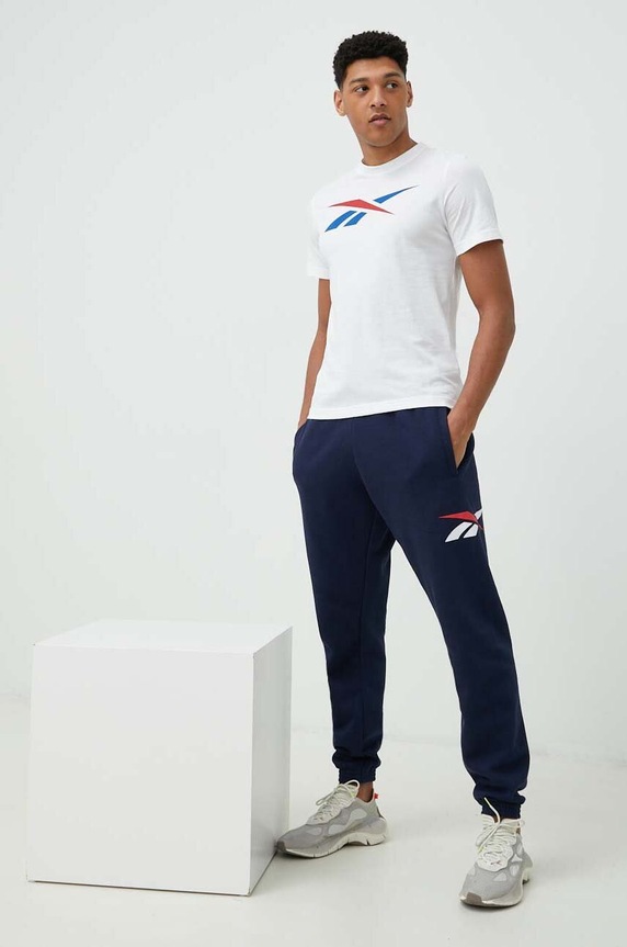 Βαμβακερό μπλουζάκι Reebok HS4899.100065058 λευκό SS25