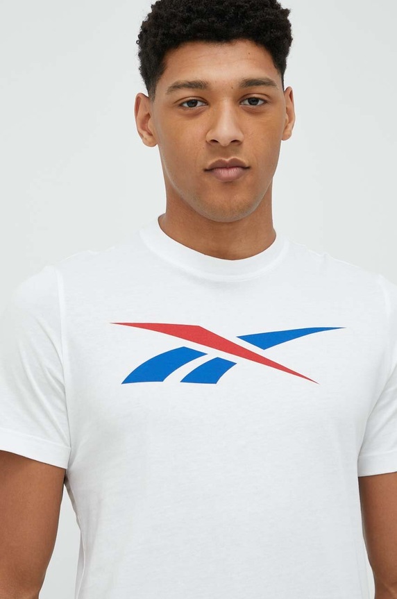 Βαμβακερό μπλουζάκι Reebok λευκό HS4899.100065058