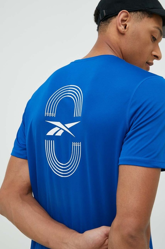 Μπλουζάκι για τρέξιμο Reebok στάμπα μπλε HY2710