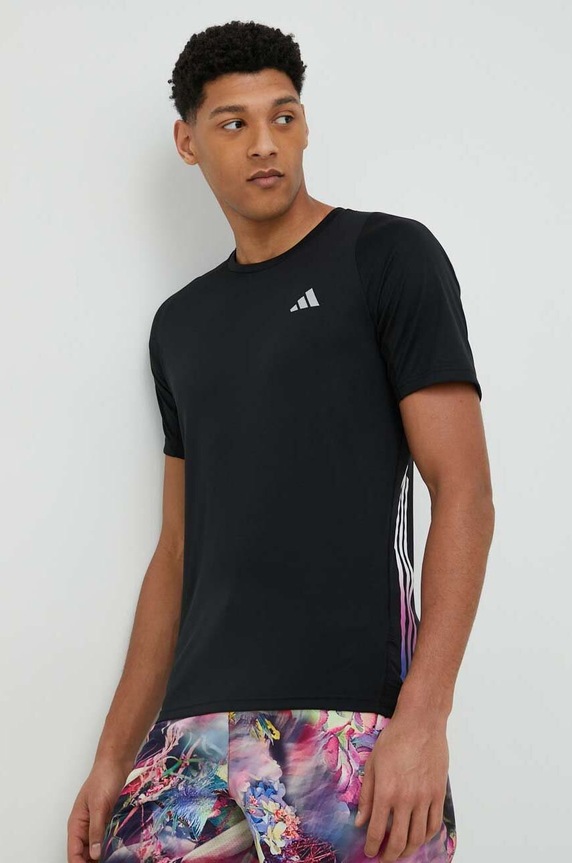 adidas Performance t-shirt do biegania Run Icons regular czarny HN8025
