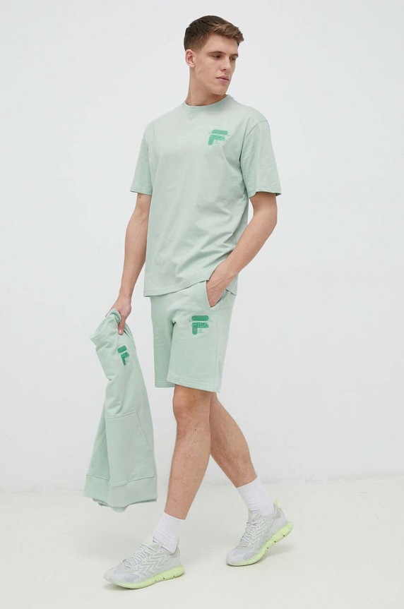Fila t-shirt bawełniany FAM0331 turkusowy SS23