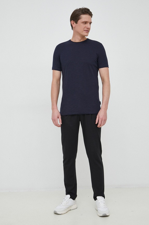 Bavlněné tričko Sisley 3WF0S101K.06U námořnická modř AW25