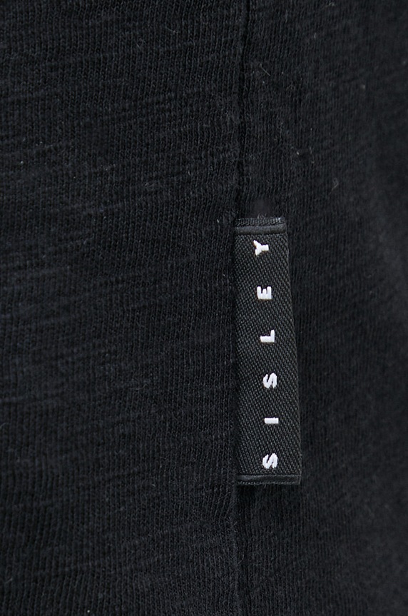 Sisley t-shirt bawełniany 3WF0S101K.100 czarny