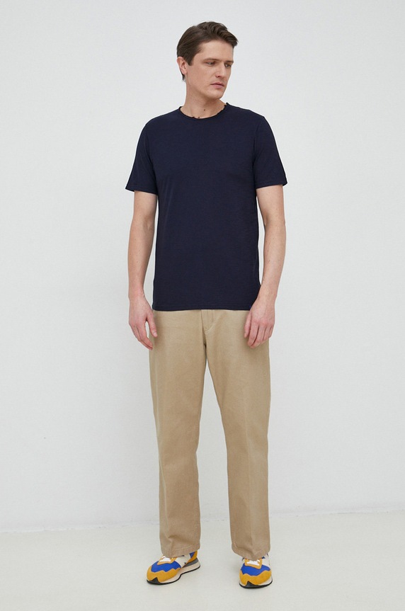 Памучна тениска United Colors of Benetton 3JE1J19A5.016 тъмносин AA00