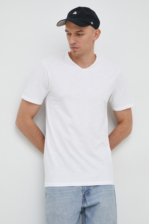 Bavlnené tričko United Colors of Benetton jednofarebný biela 3JE1J4264.101