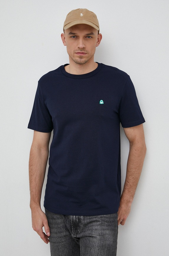 United Colors of Benetton tricou din bumbac uni bleumarin 3MI5J1AF7.016..