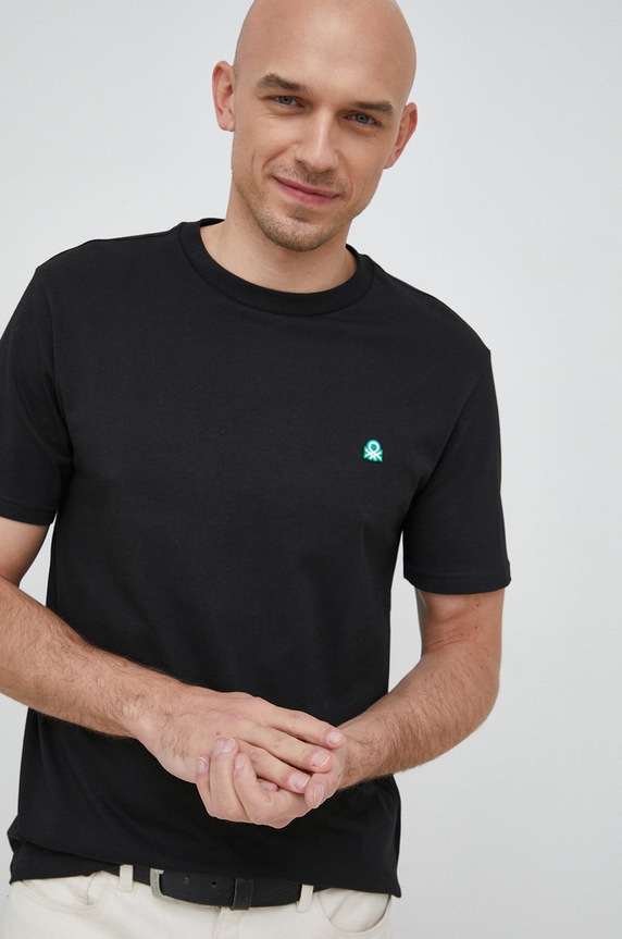 United Colors of Benetton t-shirt bawełniany bawełna czarny 3MI5J1AF7.100..