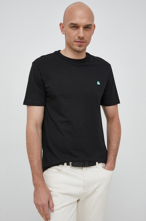United Colors of Benetton t-shirt bawełniany czarny 3MI5J1AF7.100..