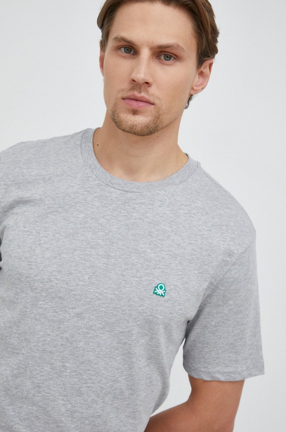 Βαμβακερό μπλουζάκι United Colors of Benetton γκρί 3MI5J1AF7.501.