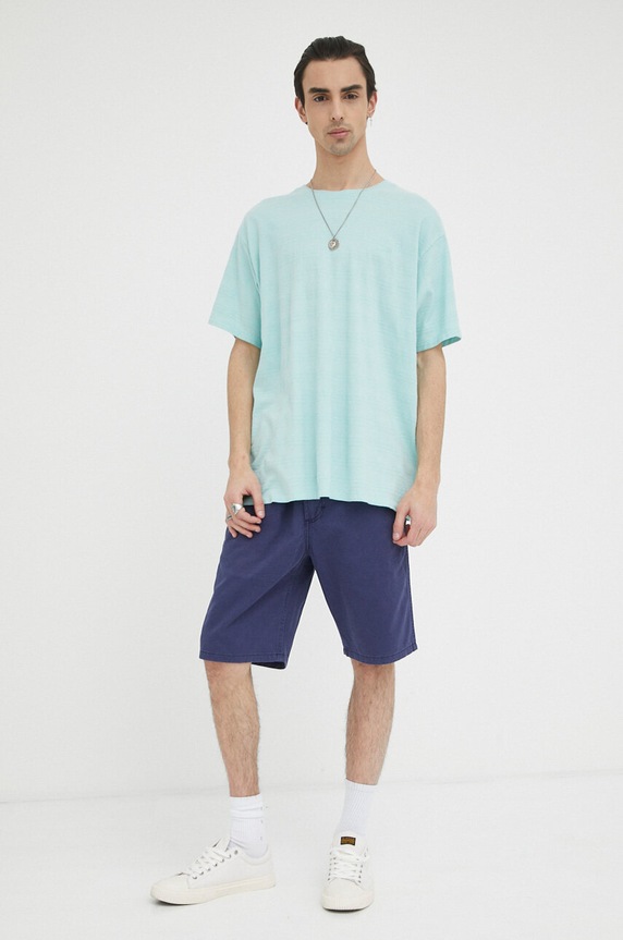 Bombažna kratka majica Levi's A0637.0052 turkizna SS23