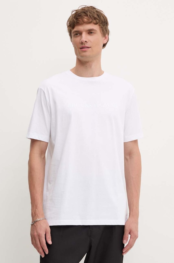 Bruuns Bazaar t-shirt bawełniany Gus regular biały BBM1542