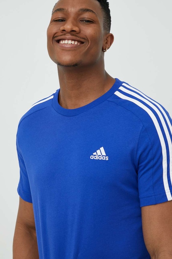 adidas t-shirt bawełniany Essentials niebieski IC9338