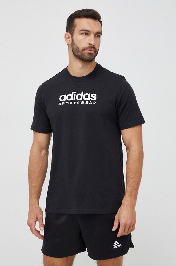 Bavlněné tričko adidas potisk černá IC9815