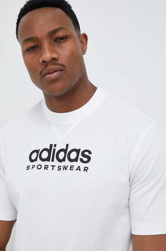 adidas t-shirt bawełniany biały IC9821