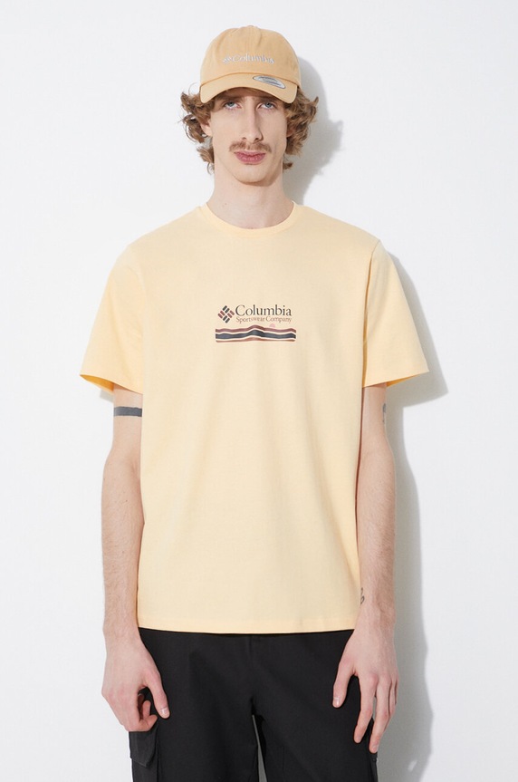 Bavlněné tričko Columbia Explorers Canyon 2036451 žlutá SS25