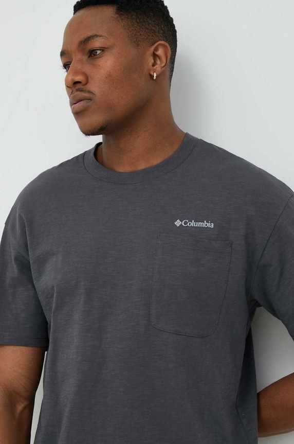 Columbia t-shirt bawełniany 2037491 szary SS23