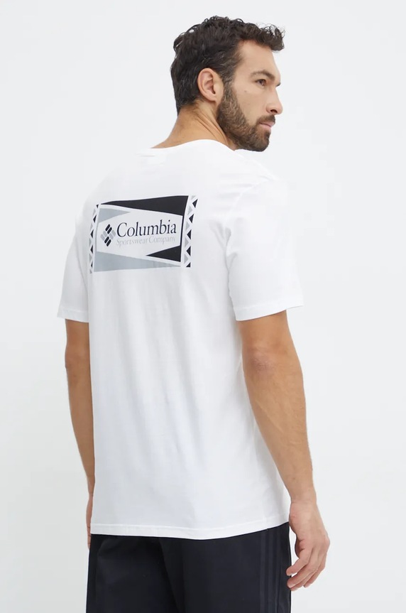 Columbia t-shirt bawełniany nadruk biały 1834041.SS23