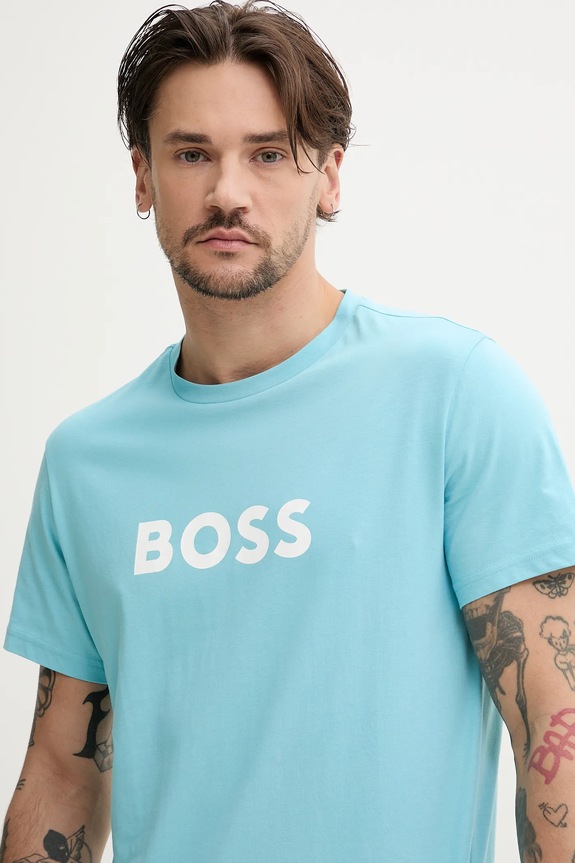 BOSS męski bawełniany T-Shirt RN 50491706 niebieski AA00