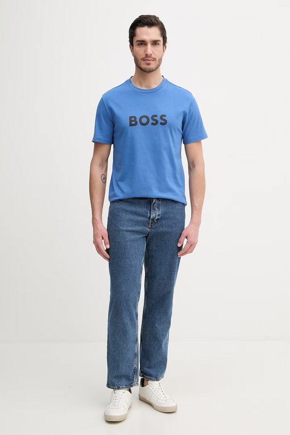 BOSS T-Shirt RN bărbătesc din bumbac 50491706 albastru AA00