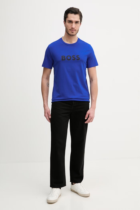 BOSS męski bawełniany T-Shirt RN 50491706 niebieski AA00