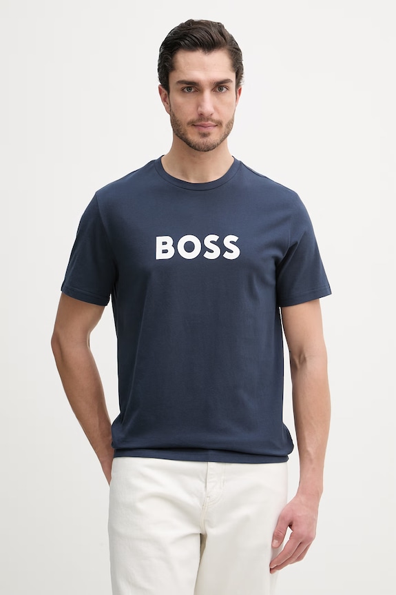 BOSS pánsky bavlnený T-Shirt RN regular tmavomodrá 50491706