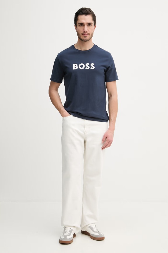 BOSS pánsky bavlnený T-Shirt RN 50491706 tmavomodrá AA00