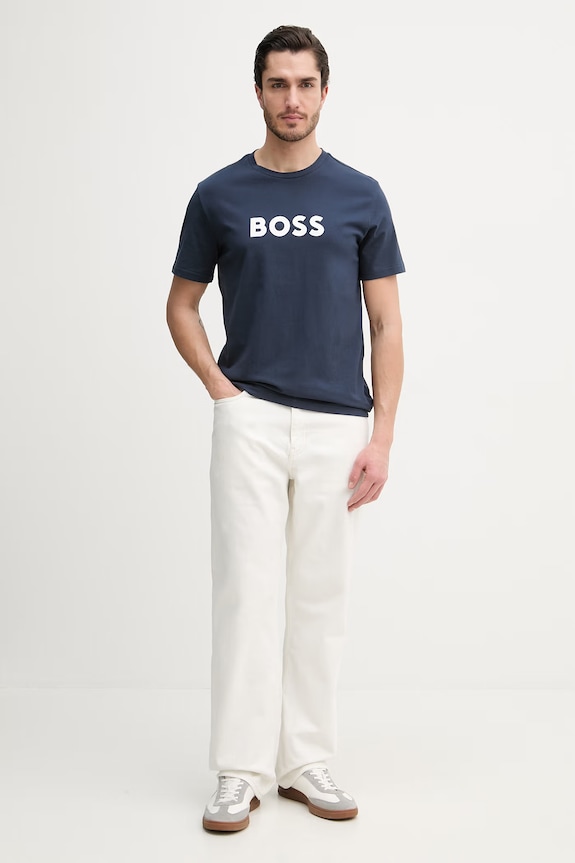 BOSS pánsky bavlnený T-Shirt RN 50491706 tmavomodrá AA00