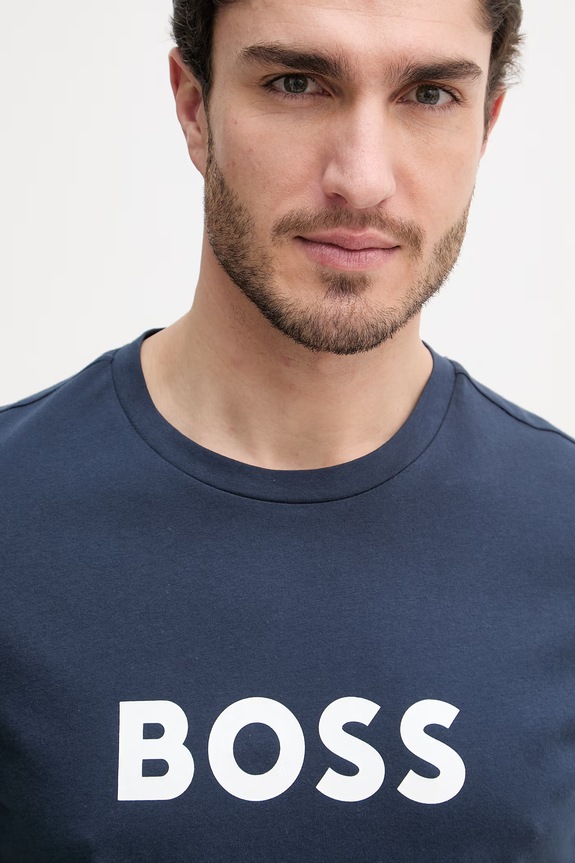 BOSS pánsky bavlnený T-Shirt RN tmavomodrá 50491706
