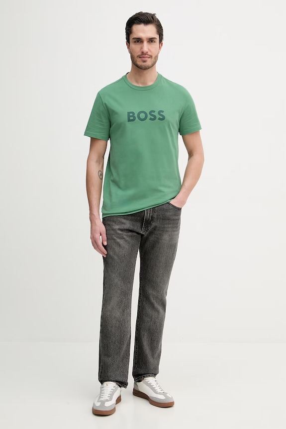 BOSS bărbătesc bumbac T-Shirt RN 50491706 verde AA00