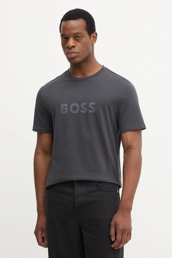 BOSS da uomo in cotone T-Shirt RN regolare grigio 50491706