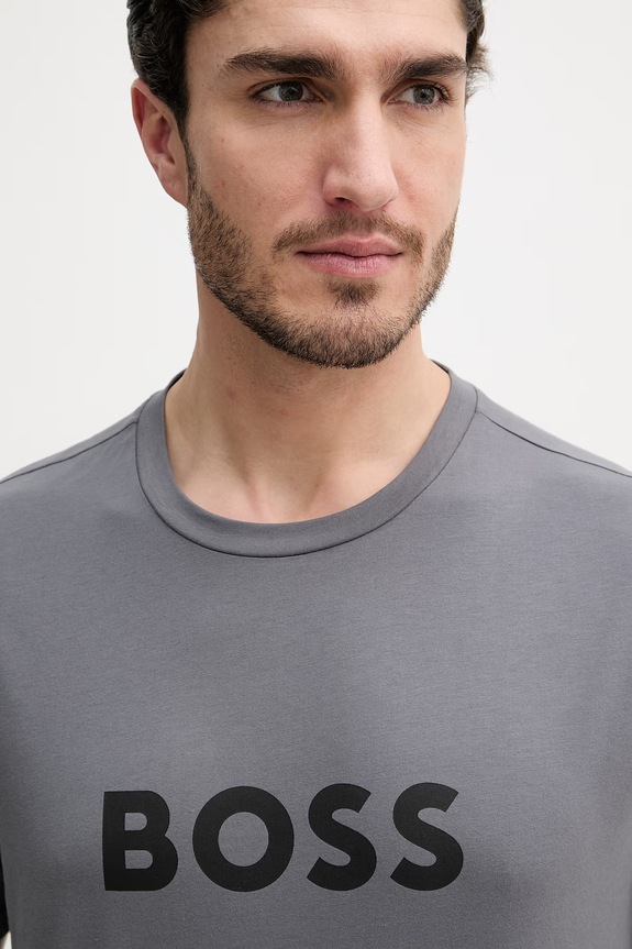 BOSS T-Shirt RN bărbătesc din bumbac gri 50491706
