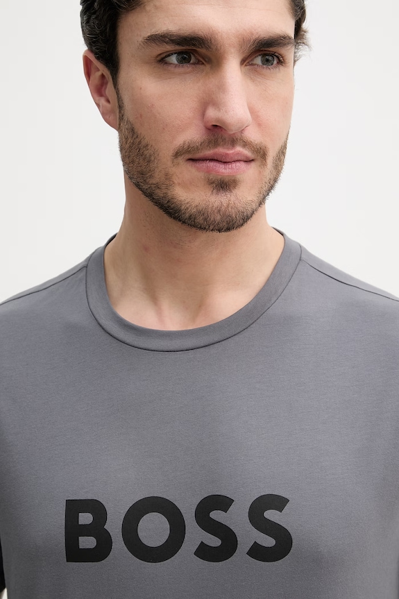 BOSS T-Shirt RN bărbătesc din bumbac gri 50491706