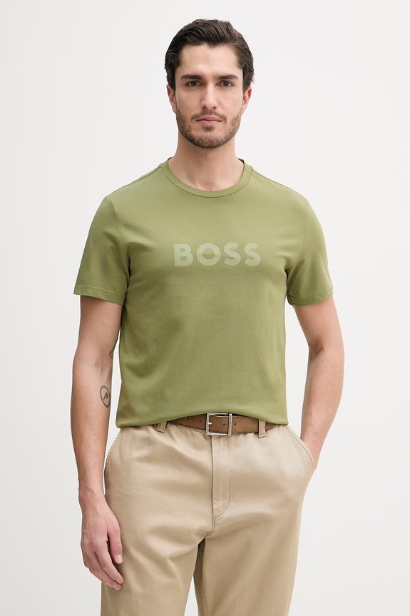 BOSS pánsky bavlnený T-Shirt RN zelená 50491706