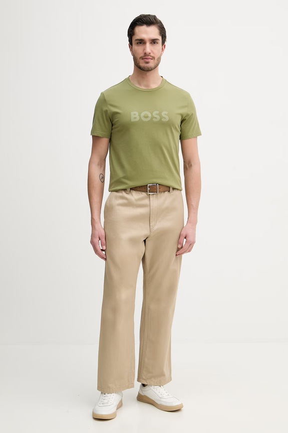 BOSS pánsky bavlnený T-Shirt RN 50491706 zelená AA00