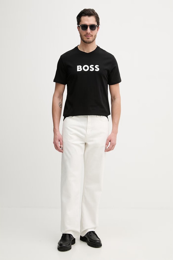 BOSS férfi pamut T-Shirt RN 50491706 fekete AA00