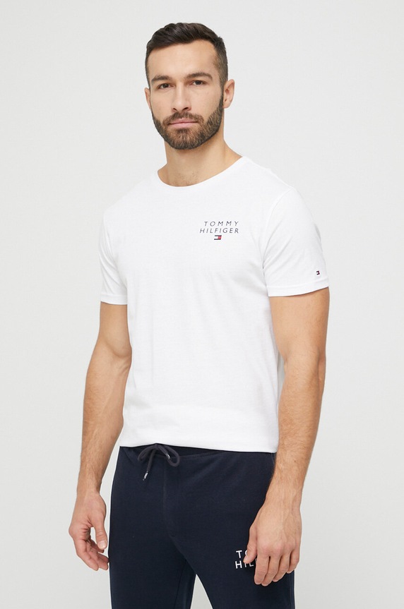 Bavlnené tričko Tommy Hilfiger potlač biela UM0UM02916.PPYX