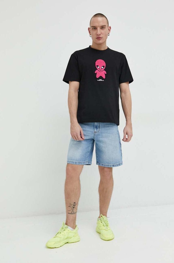 GCDS t-shirt bawełniany SS23U130183 czarny SS23