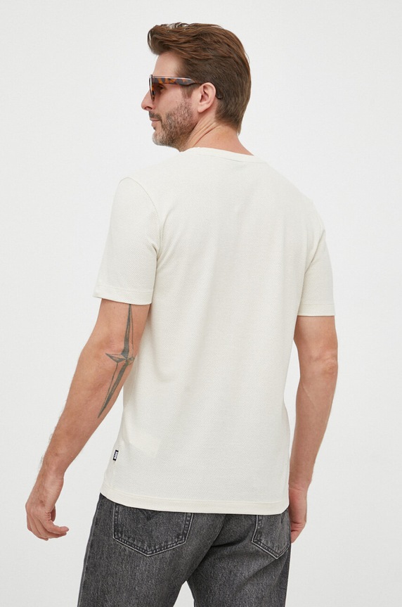 Odzież BOSS T-shirt męski z bawełną Tiburt 240 50452680 beżowy