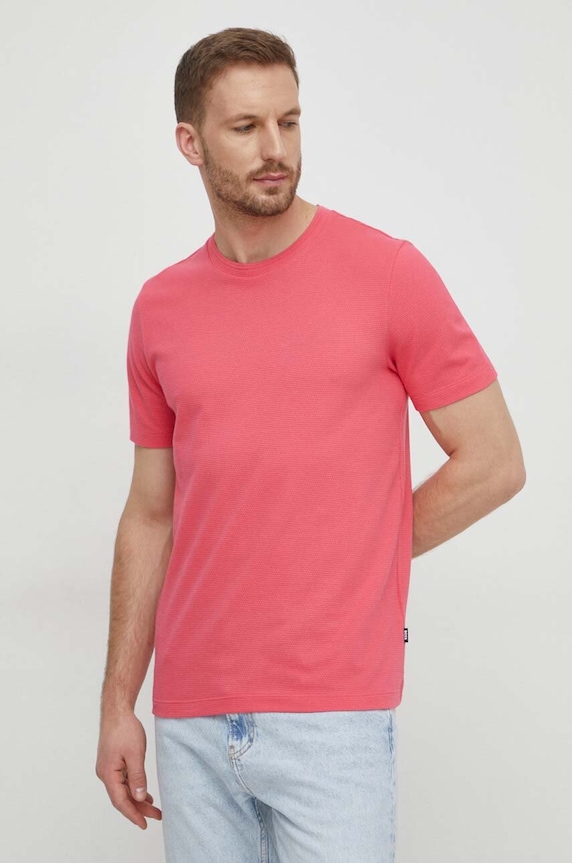 BOSS T-shirt męski z bawełny Tiburt 240 pozostałe różowy 50452680