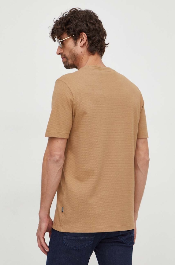 Ρούχα BOSS t-shirt ανδρικό με βαμβάκι Tiburt 240 50452680 μπεζ