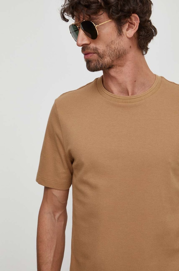 BOSS t-shirt ανδρικό με βαμβάκι Tiburt 240 μπεζ 50452680