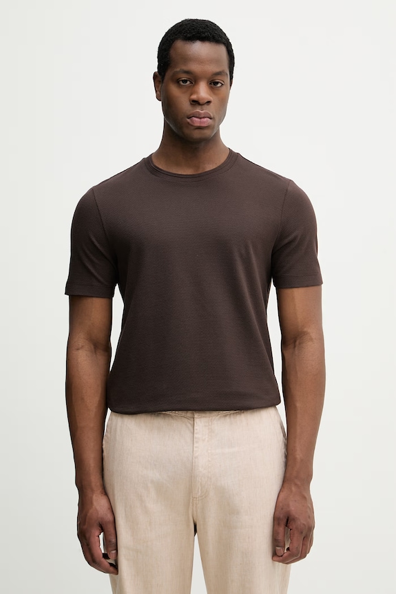 BOSS tricou bărbați cu bumbac Tiburt 240 maro 50452680