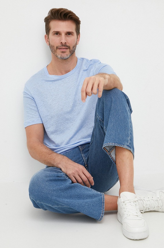 Plátěné tričko BOSS 50486212 modrá SS23