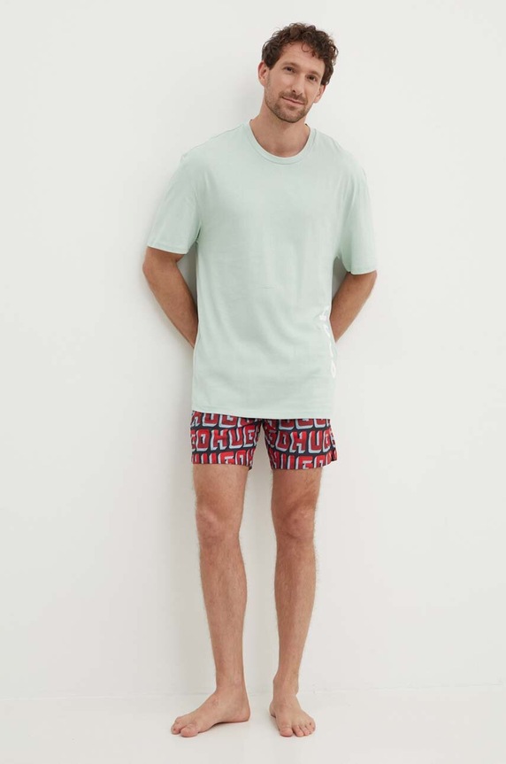 Plážové tričko HUGO T-SHIRT RN RELAXED 50493727 zelená AW25