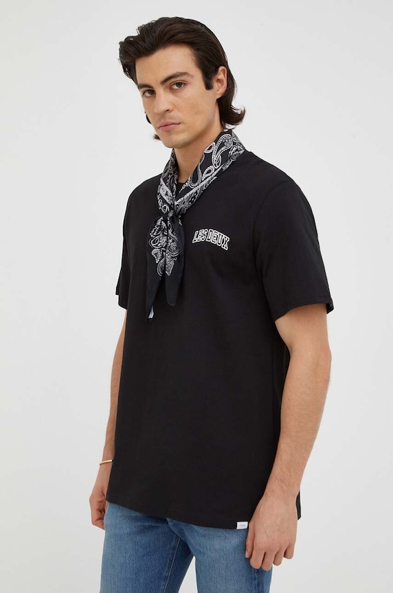 Les Deux t-shirt bawełniany czarny LDM101113