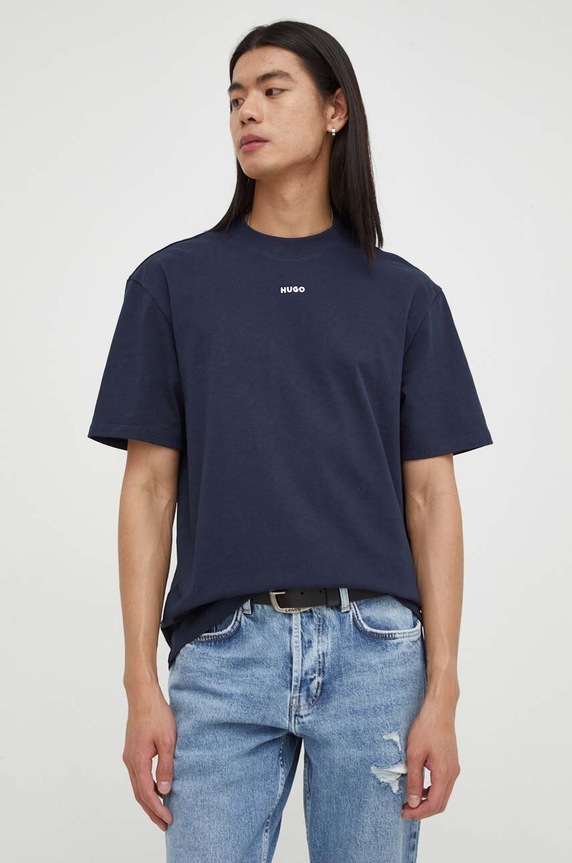 HUGO T-shirt férfi pamut Dapolino sötétkék 50488330